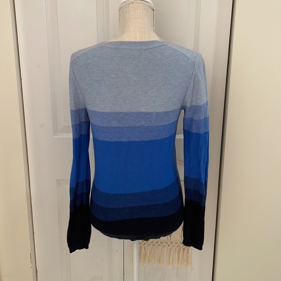 Tommy Hilfiger Blue Striped V Neck Sweater - Picture 3 of 6